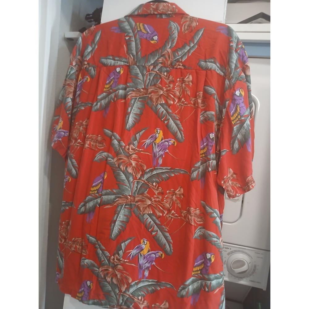 Paradise Found Hawaiian Shirt Mens XL Red Jungle Bird Magnum PI USA Rayon Camp - Picture 5 of 5